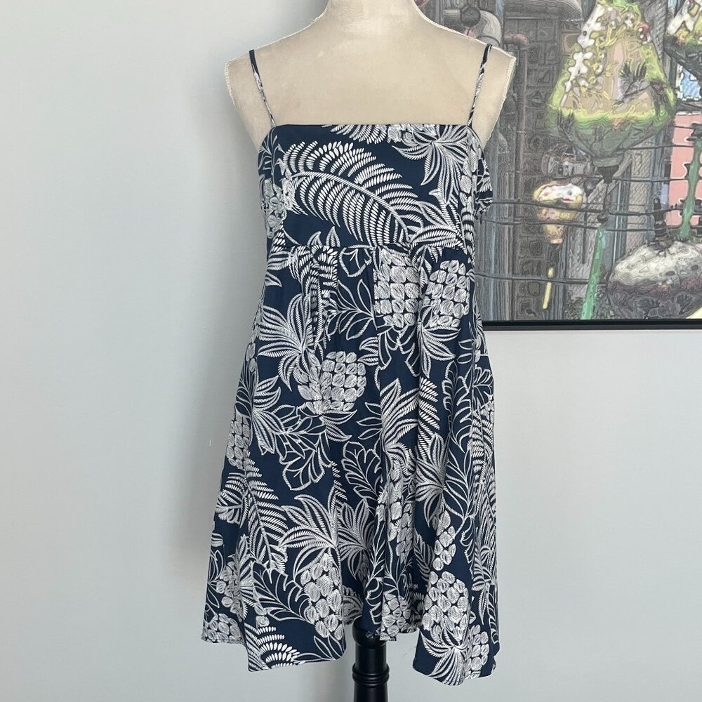 Rachel Zoe Navy and White Tropical Print Spaghetti-Strap Romper